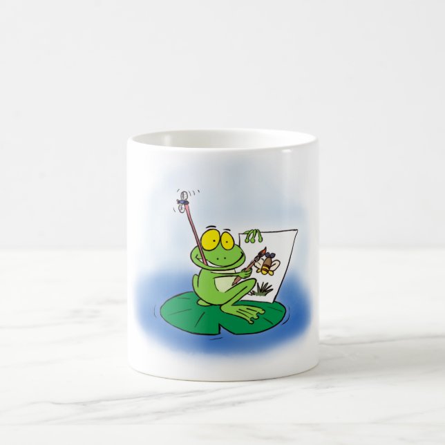 Cute cartoon artist frog. coffee mug (Center)