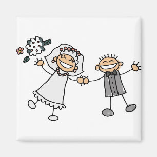 Cute Cartoon Artistic Wedding Save The Date Magnet