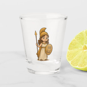 Cute Cartoon Athena Shot Glass   Greek Goddess