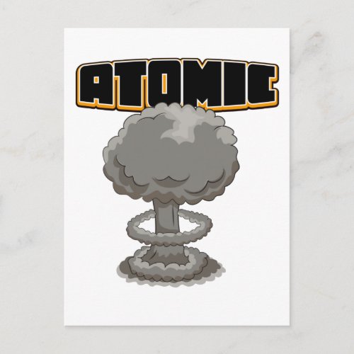 Cute cartoon atomic mushroom cloud postcard