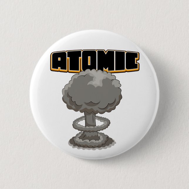 Cute cartoon atomic mushroom cloud postcard button (Front)