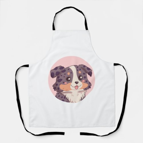 Cute cartoon australian shepherd dog kawaii illust apron