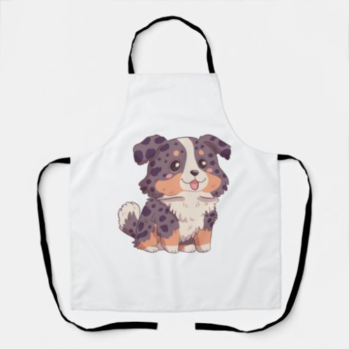 Cute cartoon australian shepherd dog kawaii illust apron