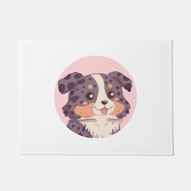 Cute cartoon australian shepherd dog kawaii illust doormat (Front)