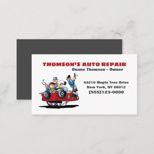  Cute Cartoon Automotive Mechanic Auto Business Card