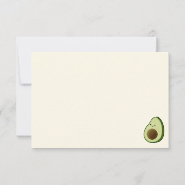 Cute Cartoon Avocado Blank Cream Off White  Note Card (Front)