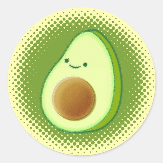 Cute Cartoon Avocado Classic Round Sticker (Front)