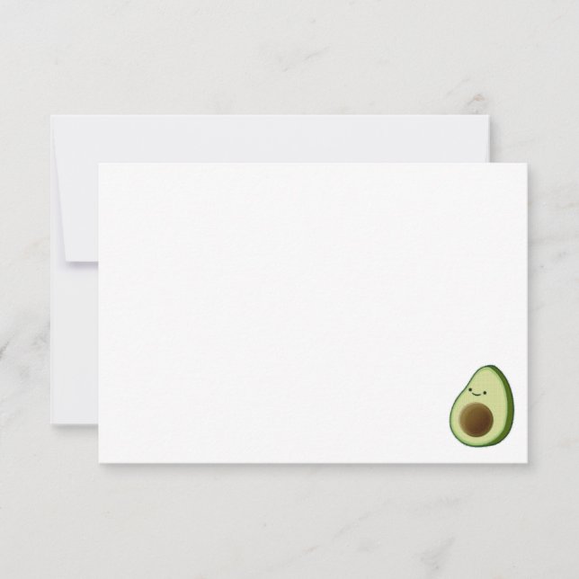Cute Cartoon Avocado Custom Blank Note Card (Front)