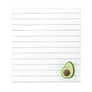 Cute Cartoon Avocado Distressed Background Lined Notepad