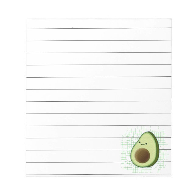 Cute Cartoon Avocado Distressed Background Lined Notepad (Front)