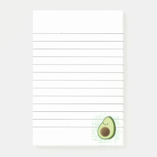 Cute Cartoon Avocado Distressed Background Lined Post-it Notes