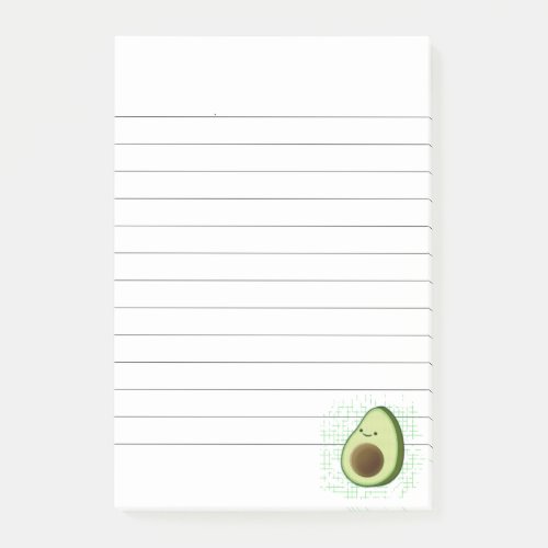 Cute Cartoon Avocado Distressed Background Lined Post_it Notes
