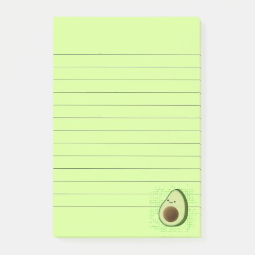 Cute Cartoon Avocado Distressed Background Lined Post_it Notes