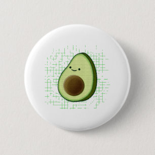 Cute Cartoon Avocado On Distressed Background Button