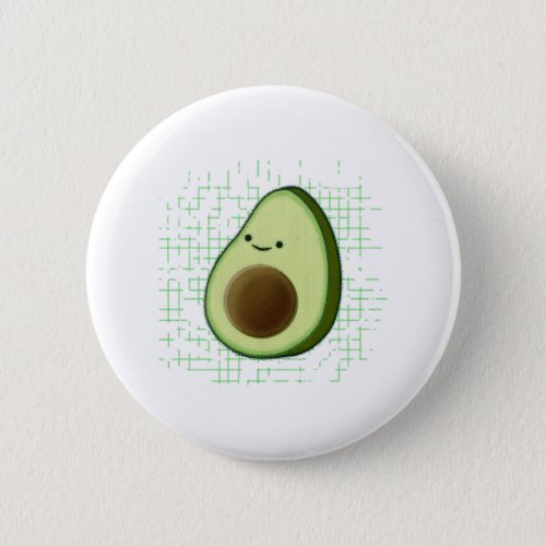 Cute Cartoon Avocado On Distressed Background Button