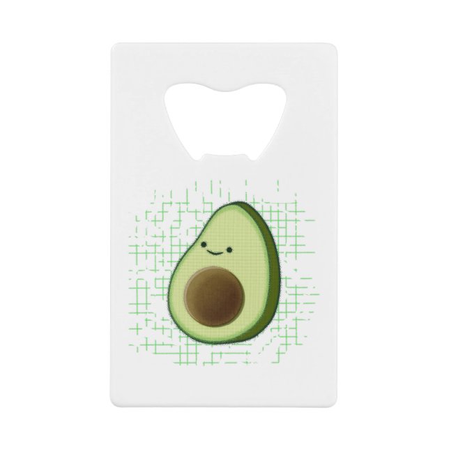 Cute Cartoon Avocado On Distressed Background Credit Card Bottle Opener (Front)