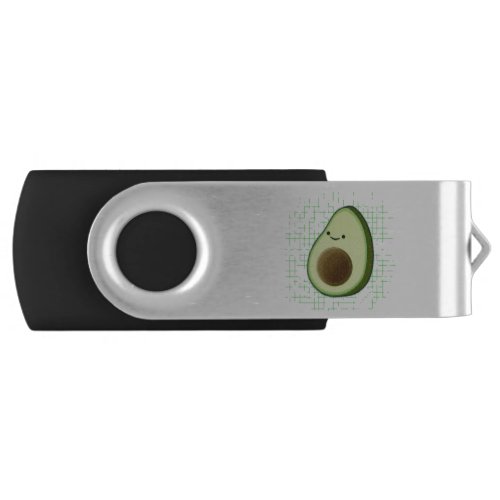 Cute Cartoon Avocado On Distressed Background Flash Drive