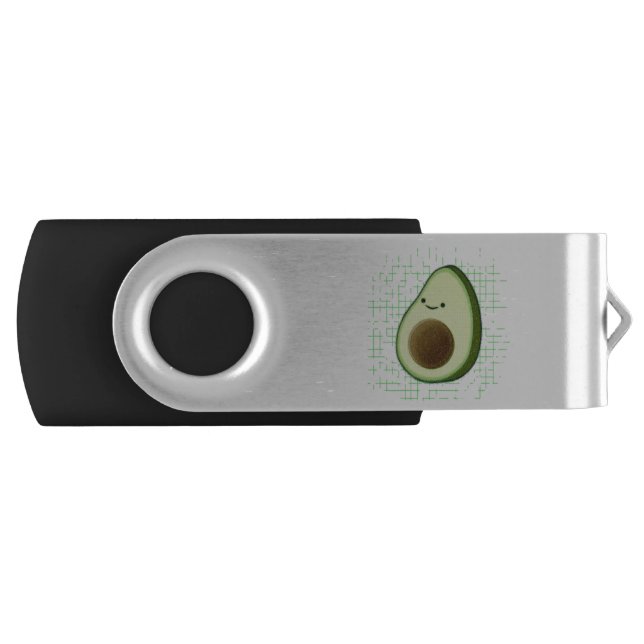 Cute Cartoon Avocado On Distressed Background Flash Drive (Front)