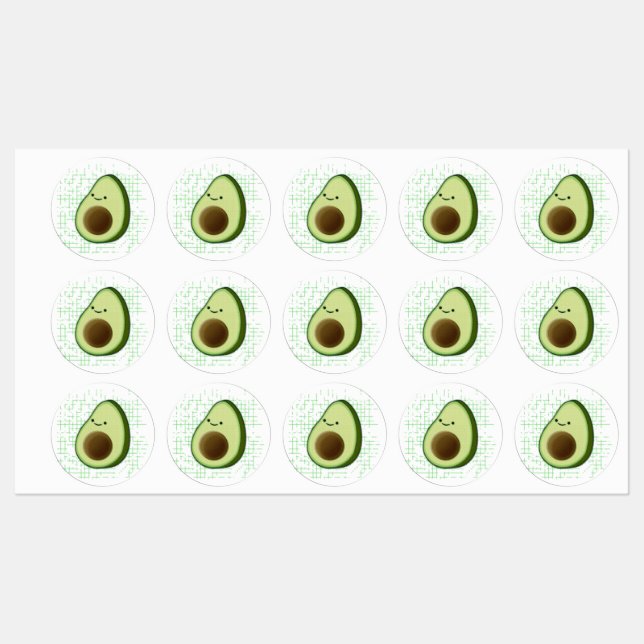 Cute Cartoon Avocado On Distressed Background Kids' Labels (Sheet)