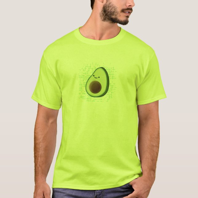 Cute Cartoon Avocado On Distressed Background T-Shirt (Front)