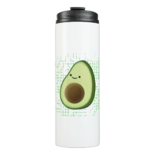 Cute Cartoon Avocado On Distressed Background Thermal Tumbler