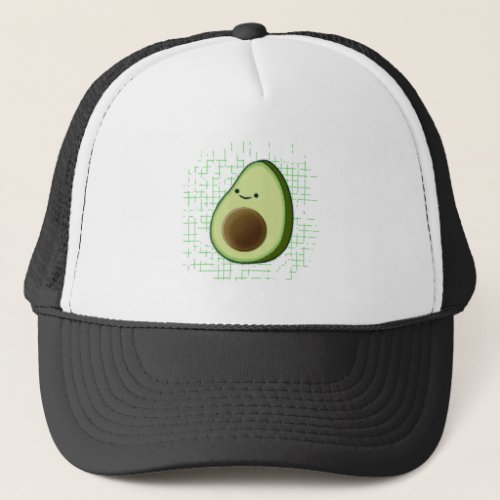 Cute Cartoon Avocado On Distressed Background Trucker Hat