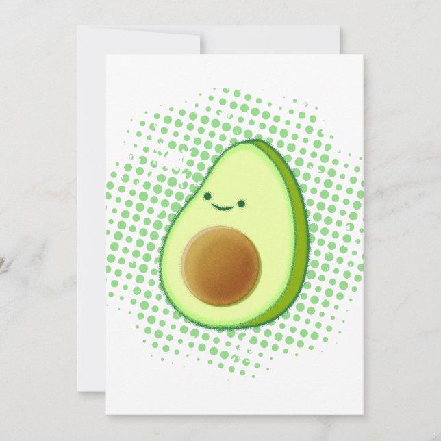 Cute Cartoon Avocado On Distressed Vortex Invitation (Front)