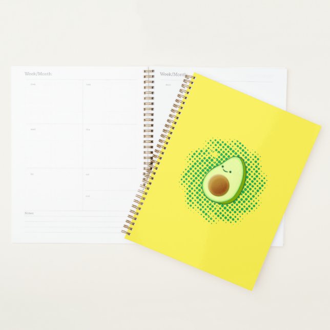 Cute Cartoon Avocado On Distressed Vortex Planner (Display)