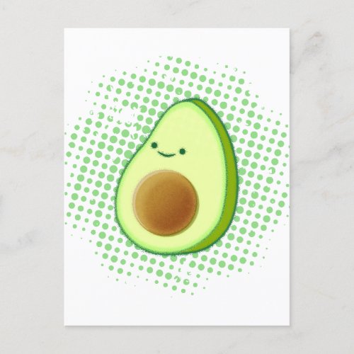 Cute Cartoon Avocado On Distressed Vortex Postcard