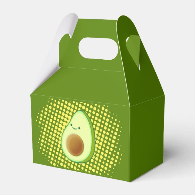 Cute Cartoon Avocado On Yellow Vortex  Favor Boxes (Front Side)