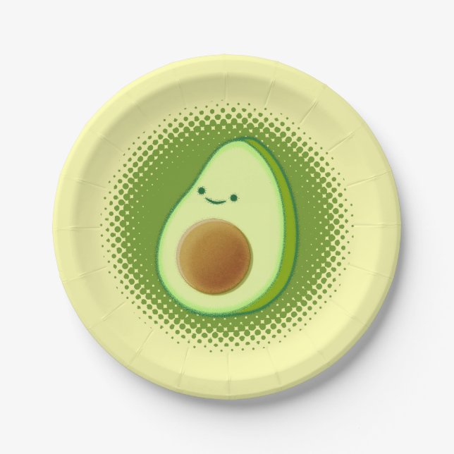 Cute Cartoon Avocado Paper Plates (Front)