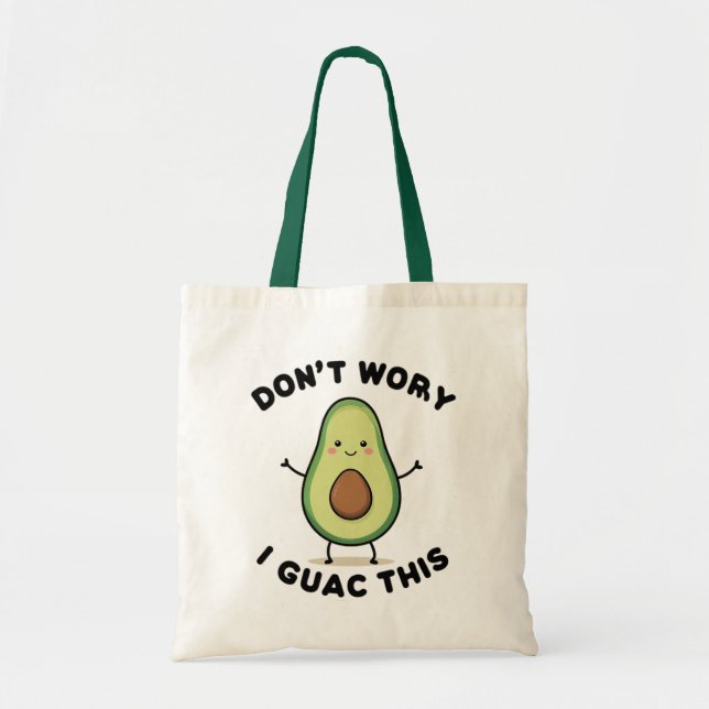 Cute Cartoon Avocado Tote Bag (Front)