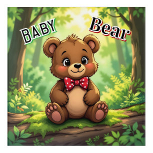 Cute Cartoon Baby Bear in Woods Acrylic Print