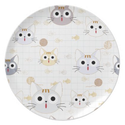 Cute cartoon baby cat kitty kitten charactor funny melamine plate