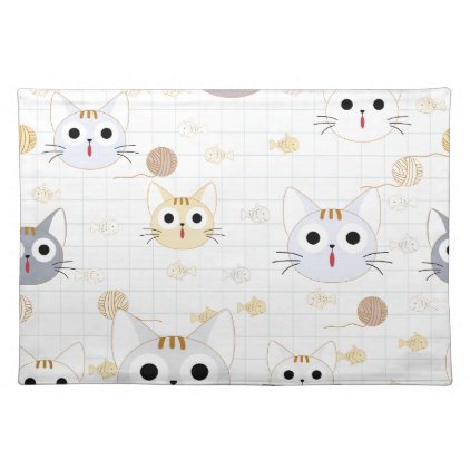 Cute cartoon baby cat kitty kitten charactor funny placemat