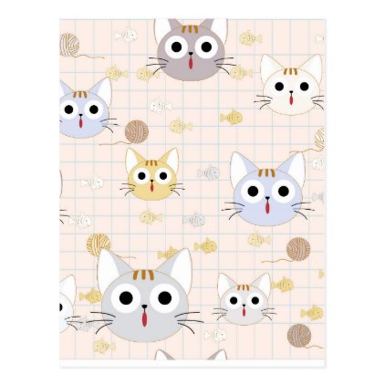 Cute cartoon baby cat kitty kitten charactor funny postcard