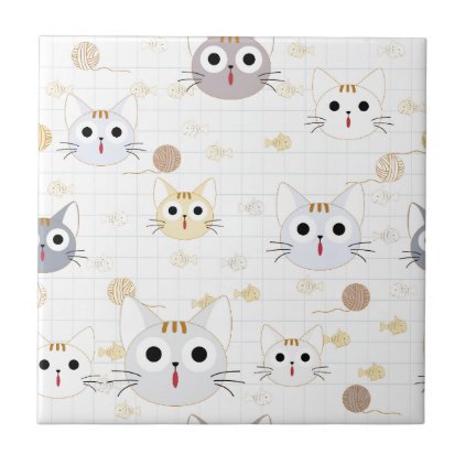 Cute cartoon baby cat kitty kitten charactor funny tile