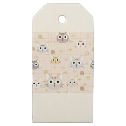 Cute cartoon baby cat kitty kitten charactor funny wooden gift tags