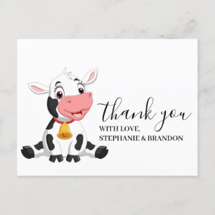 Cute Cartoon Baby Cow Thank You  Card