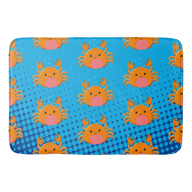 Cute Cartoon Baby Crab Blue Ocean Bath Mat (Front)