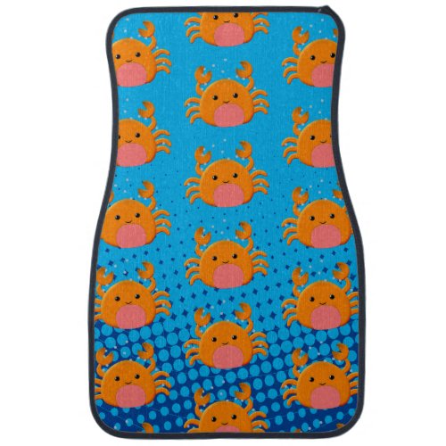 Cute Cartoon Baby Crab Blue Ocean Car Floor Mat