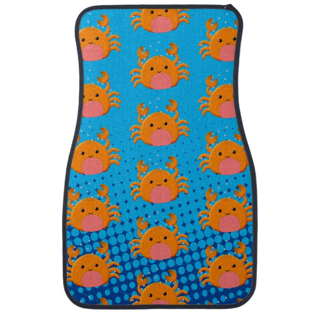 Cute Cartoon Baby Crab Blue Ocean Car Floor Mat (Front)