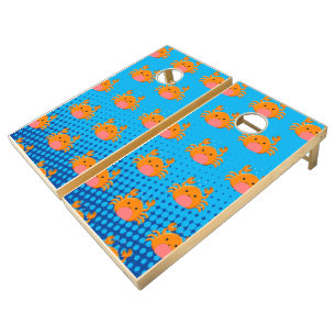 Cute Cartoon Baby Crab Blue Ocean Cornhole Set