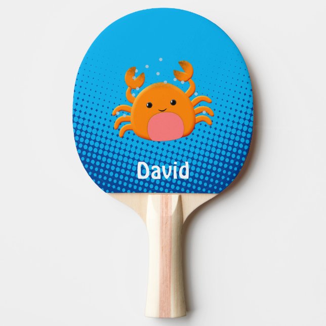 Cute Cartoon Baby Crab Blue Ocean Ping Pong Paddle (Front)