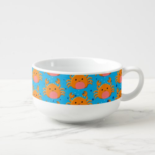 Cute Cartoon Baby Crab Blue Ocean Soup Mug