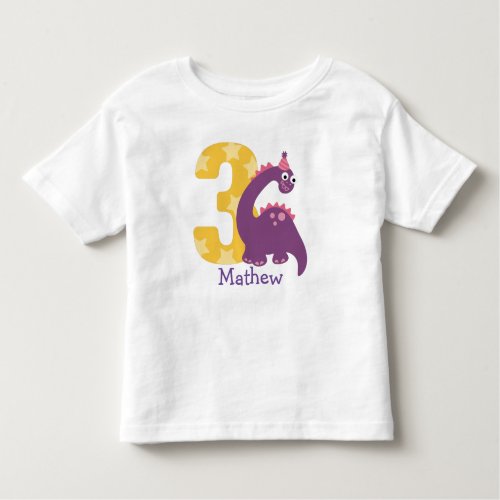 Cute Cartoon Baby Dinosaurs 3rd Birthday Toddler T_shirt