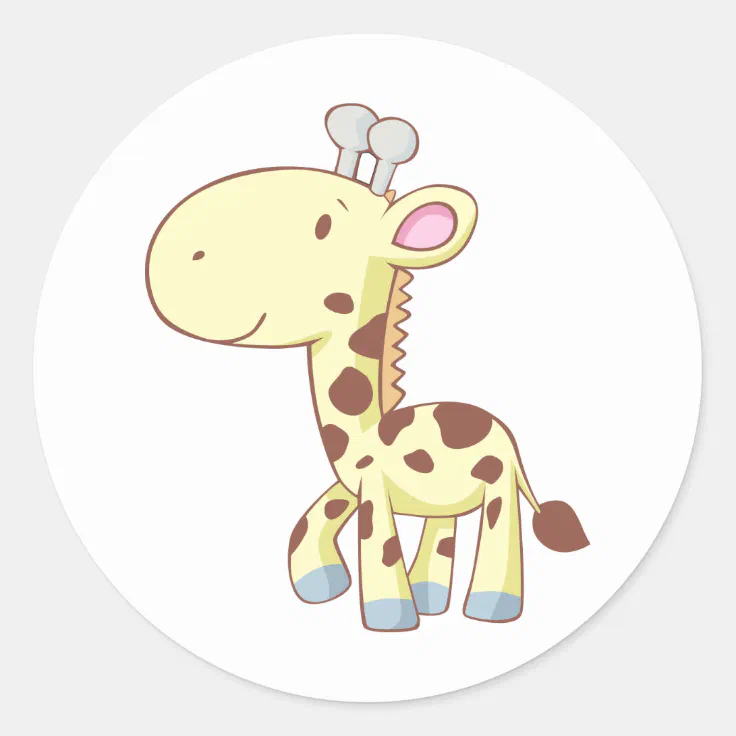 Cute Cartoon Baby Giraffe Shirts Classic Round Sticker | Zazzle