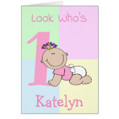 Cute Cartoon Baby Girl 1st Birthday (Front)