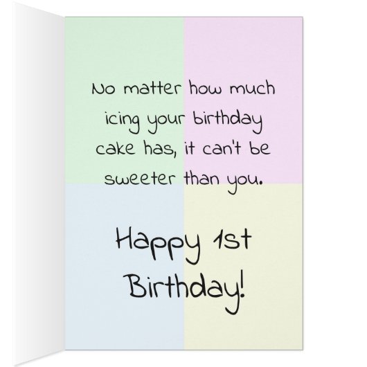 Cute Cartoon Baby Girl 1st Birthday (Inside (Right))