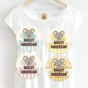 Cute Cartoon Baby Koala Kids Name Clothing Labels